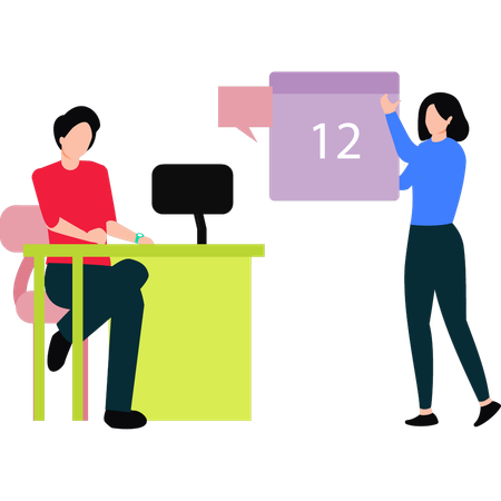 Les employés travaillent selon l'horaire  Illustration