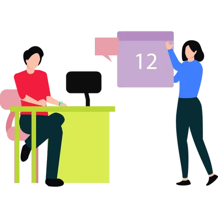 Les employés travaillent selon l'horaire  Illustration