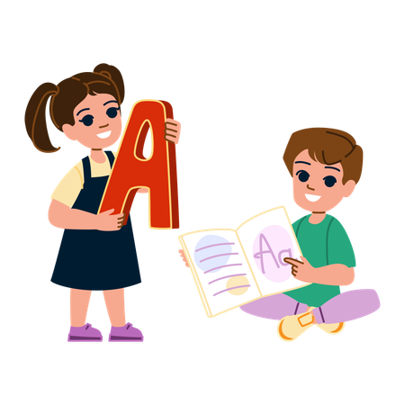 Les enfants apprennent la langue ABC  Illustration