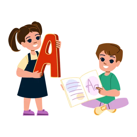 Les enfants apprennent la langue ABC  Illustration