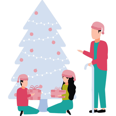 Les enfants fêtent Noël  Illustration