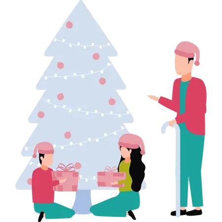 Les enfants fêtent Noël  Illustration