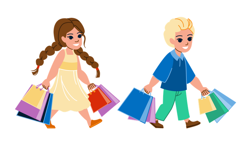 Les enfants font du shopping  Illustration