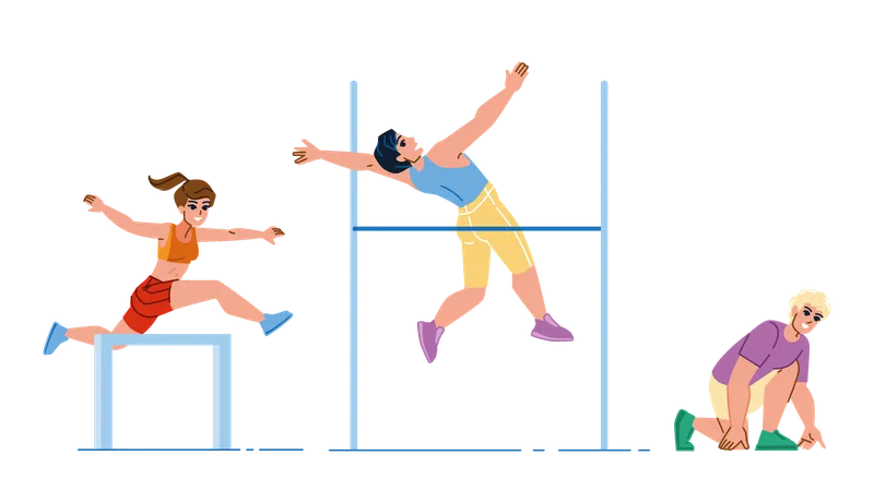 Les enfants font du sport athlétique  Illustration