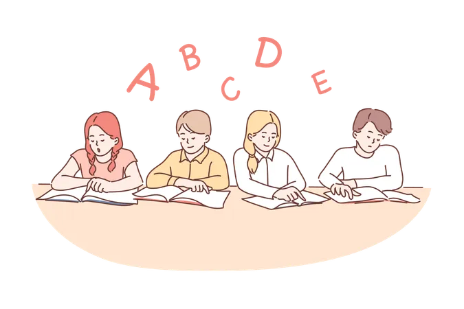 Les étudiants apprennent l'ABC  Illustration