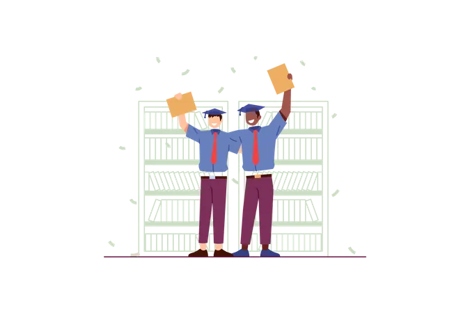 Les étudiants sont heureux d'obtenir leur diplôme universitaire  Illustration
