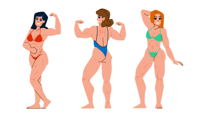 Les femmes montrent leurs muscles  Illustration