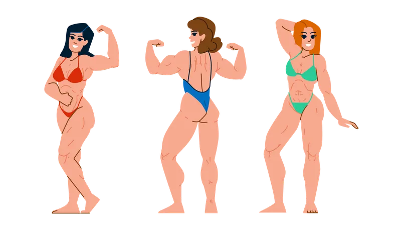 Les femmes montrent leurs muscles  Illustration