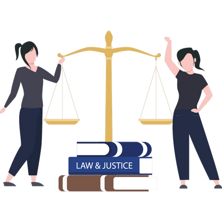 Les filles étudient le droit et la justice  Illustration