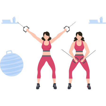 Les filles font des exercices d'étirement  Illustration