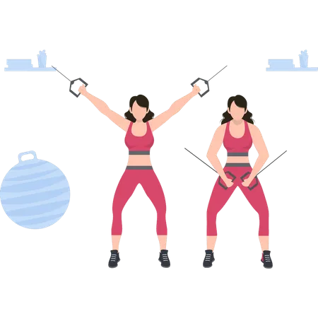 Les filles font des exercices d'étirement  Illustration