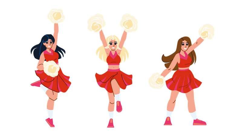 Les filles sont des pom-pom girls  Illustration