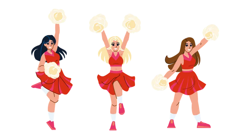 Les filles sont des pom-pom girls  Illustration