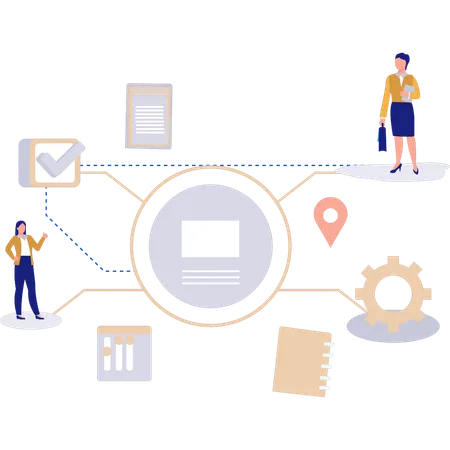 Les filles travaillent dans des environnements professionnels  Illustration