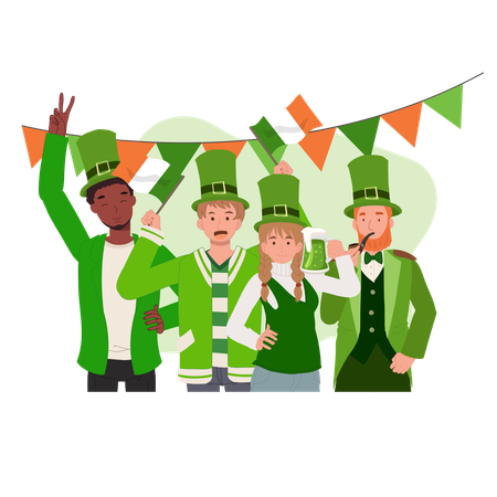 Les gens célèbrent la Saint-Patrick  Illustration