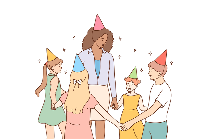 Les gens fêtent leur anniversaire  Illustration