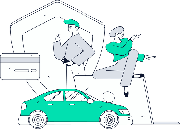 Les gens recherchent la sécurité automobile  Illustration