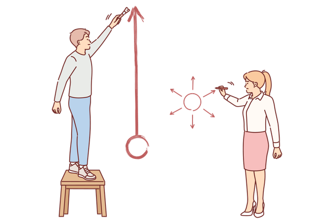 Les gens d'affaires discutent de l'importance de la concentration et de l'attention  Illustration