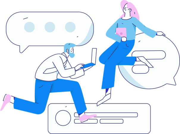 Les gens d'affaires communiquent en ligne Illustration