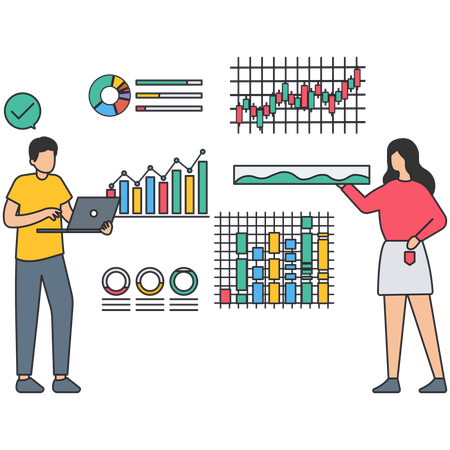 Les gens d'affaires regardent le statut des affaires  Illustration