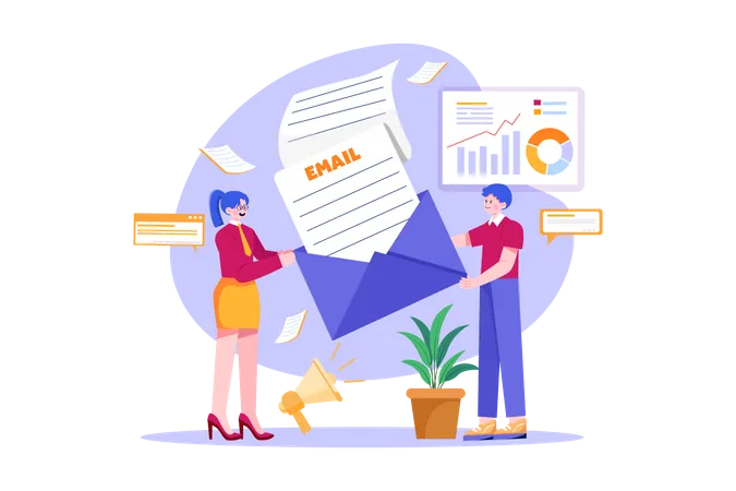 Les spécialistes du marketing sont engagés dans le marketing par e-mail  Illustration