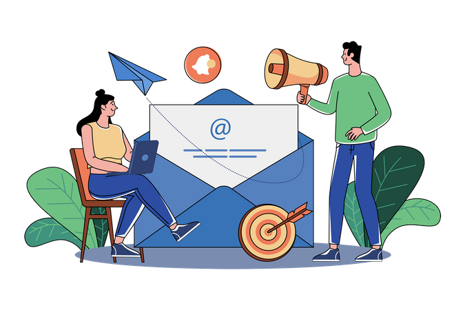 Les spécialistes du marketing sont engagés dans le marketing par e-mail  Illustration