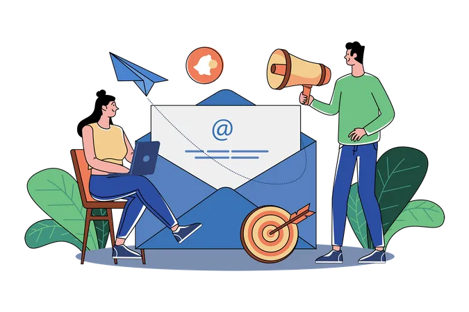 Les spécialistes du marketing sont engagés dans le marketing par e-mail  Illustration