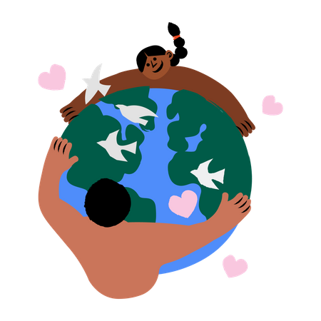 Les gens embrassent la terre  Illustration