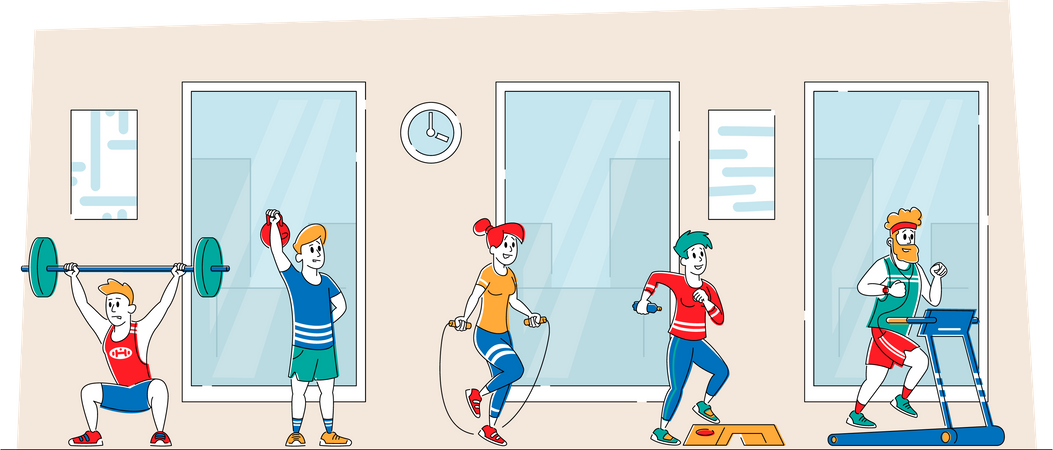 Les gens font de l'exercice physique  Illustration