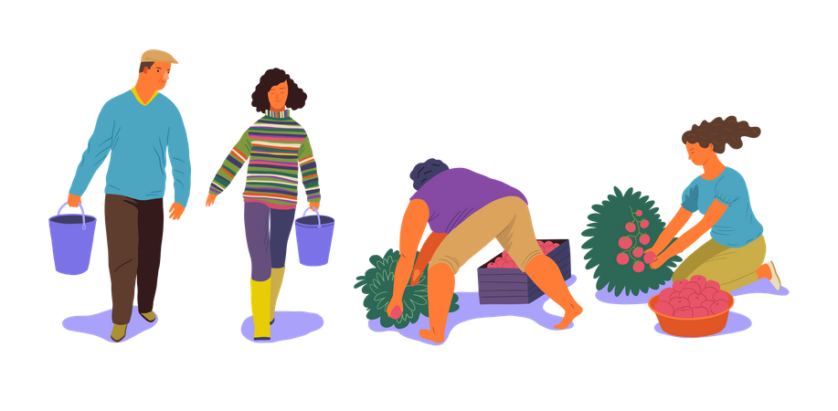 Les gens font du jardinage  Illustration