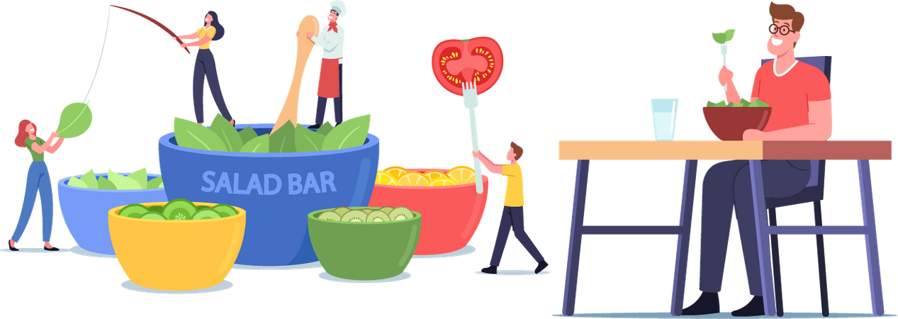 Les gens mangent des légumes  Illustration