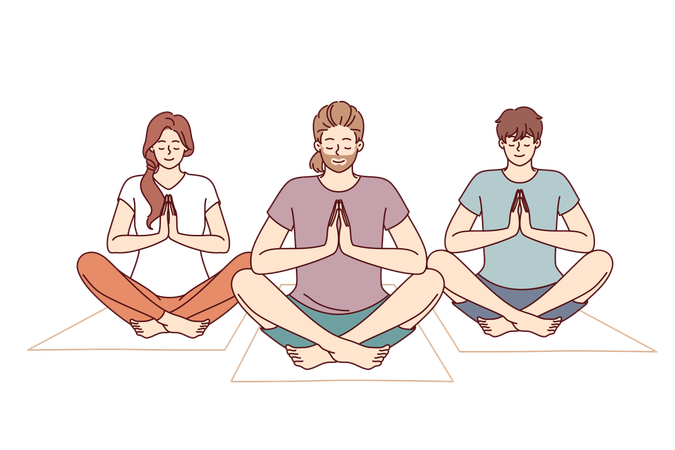 Les gens pratiquent le yoga  Illustration