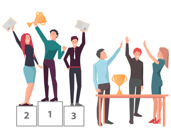 Les gens prennent la première place en compétition  Illustration