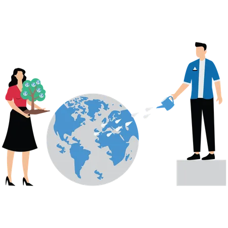 Les gens prennent soin de la planète  Illustration