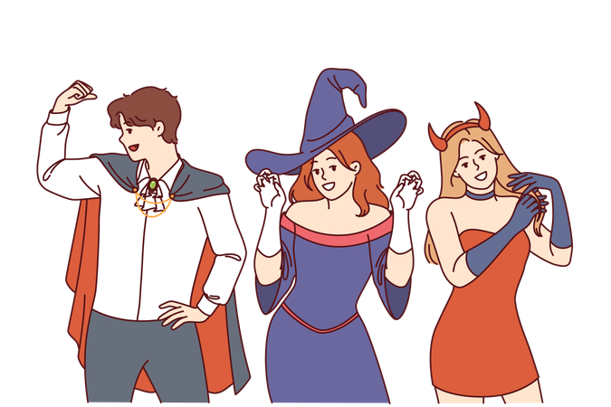 Gens qui dansent à la fête d’Halloween  Illustration