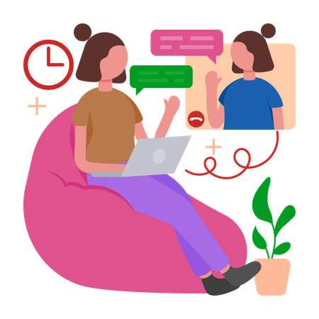 Les gens restent connectés grâce aux appels vidéo  Illustration