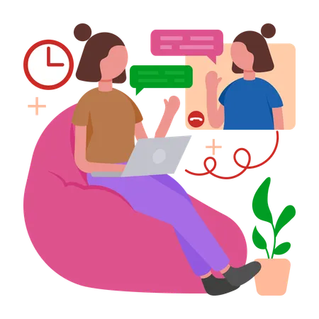 Les gens restent connectés grâce aux appels vidéo  Illustration