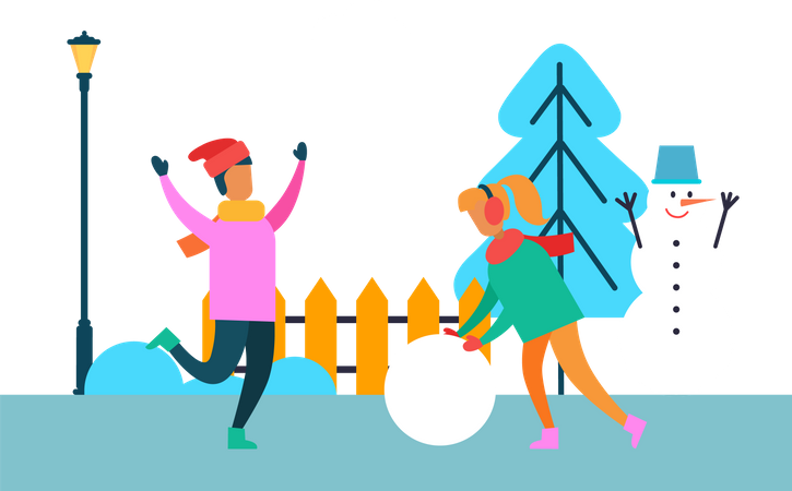 Les gens s'amusent à Noël  Illustration