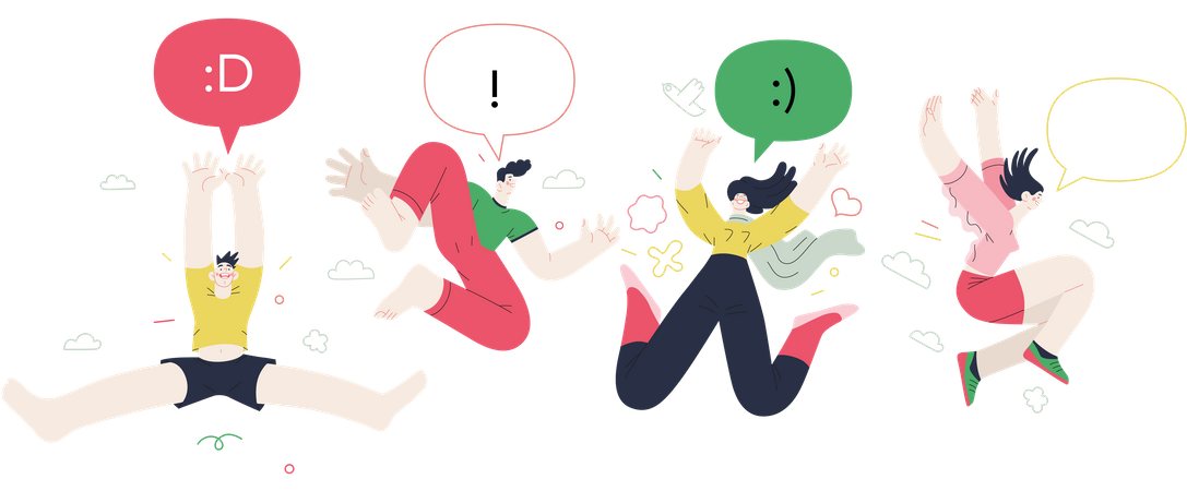 Les gens sautent en l'air  Illustration