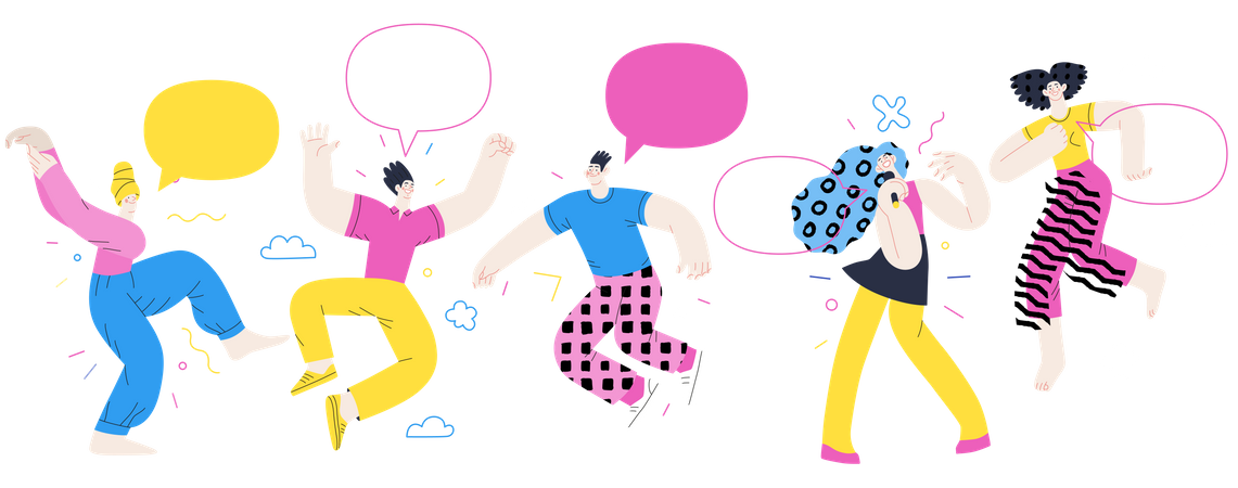 Les gens sautent en l'air  Illustration
