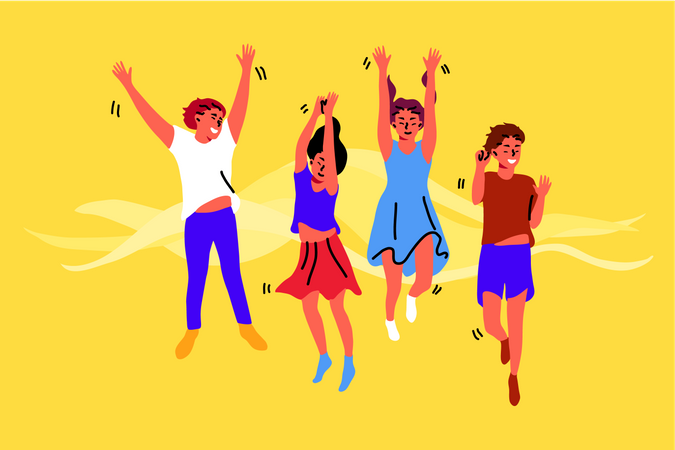 Les gens sautent en l'air  Illustration