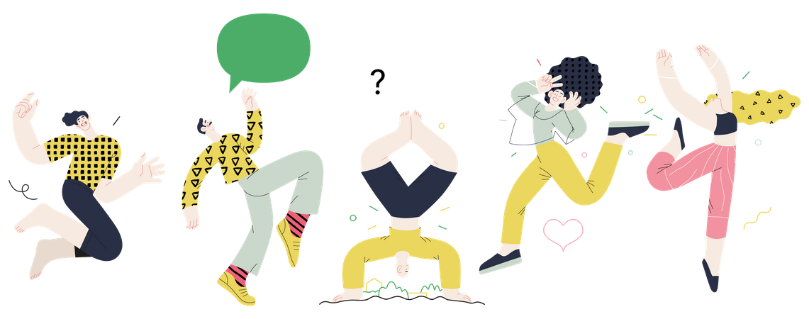 Les gens sautent et se sentent joyeux  Illustration