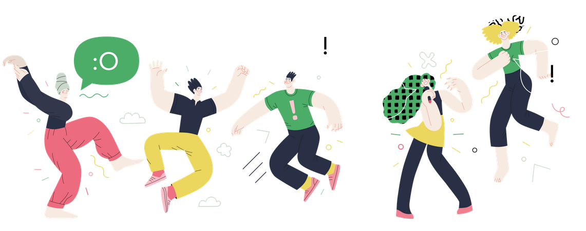 Les gens se sentent heureux et joyeux  Illustration