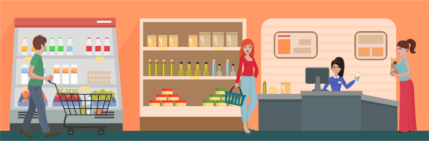 Les gens sur le marché  Illustration