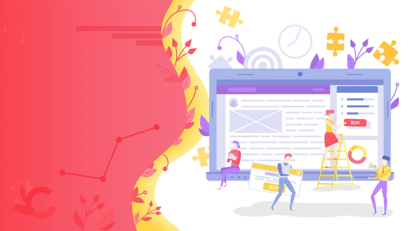 Les gens travaillent sur le développement de sites Web  Illustration