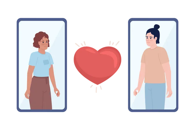 Les gens trouvent l’amour sur une application de rencontres  Illustration