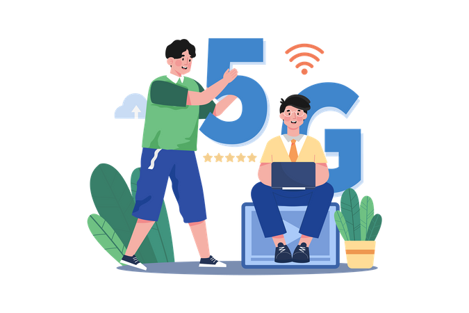 Les gens utilisent la technologie 5G  Illustration