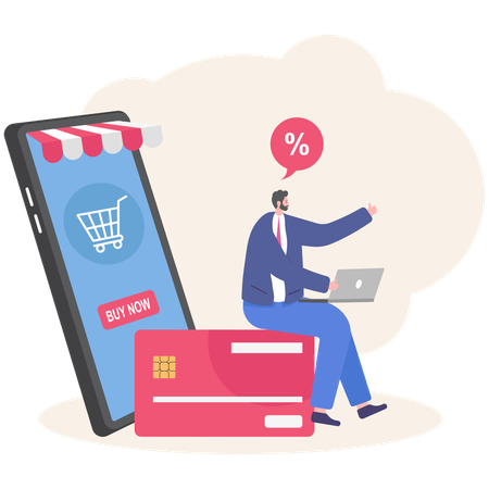 Les gens utilisent les services d’achat en ligne  Illustration