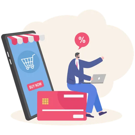 Les gens utilisent les services d’achat en ligne  Illustration