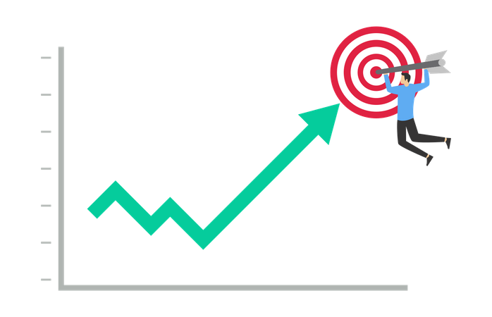 Les graphiques s'envolent vers les objectifs commerciaux  Illustration